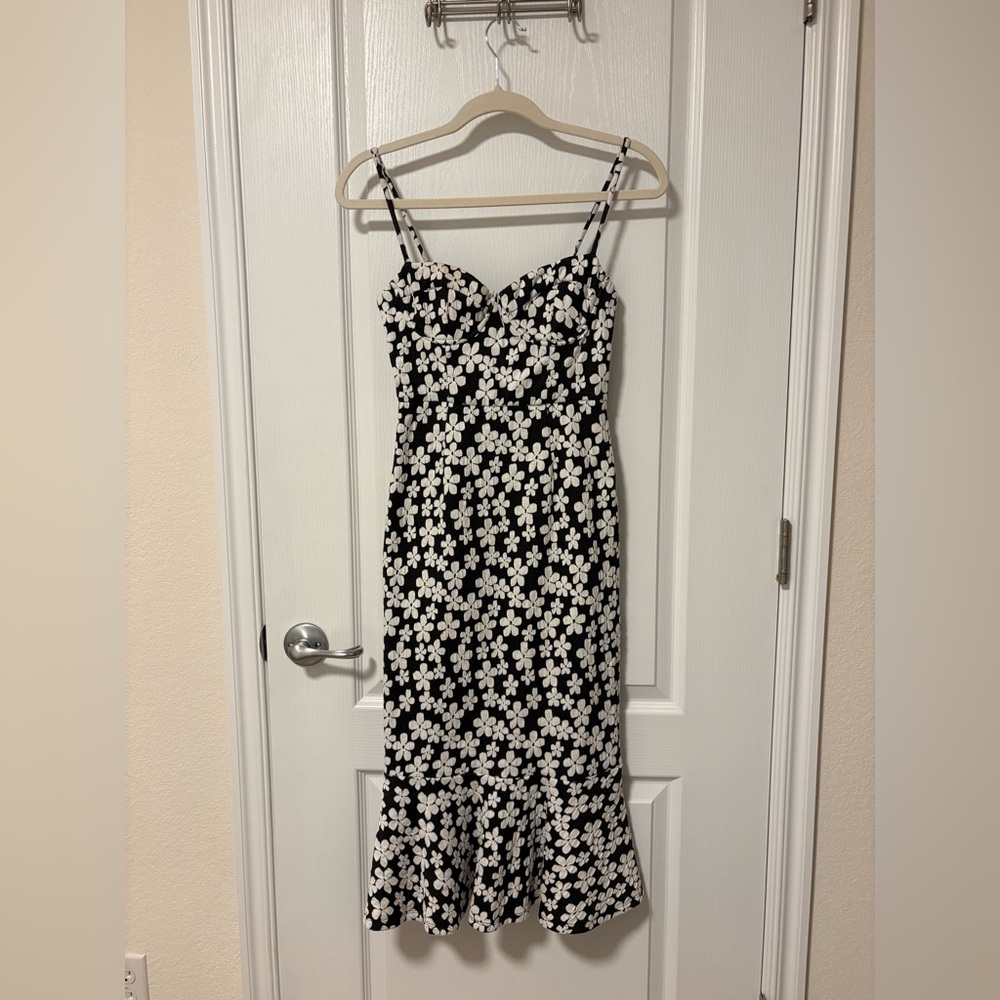Anthropologie Floral Black and White Dress